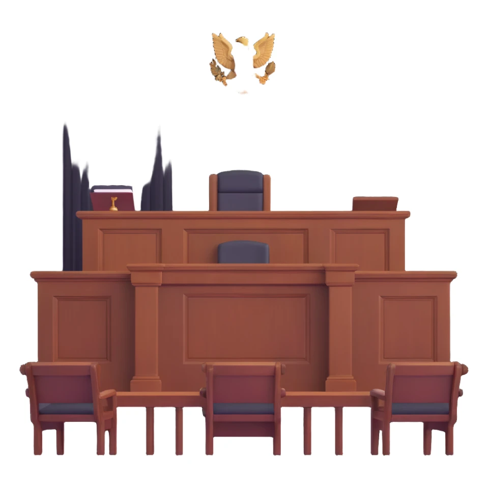 Courtroom with judge bench sticker