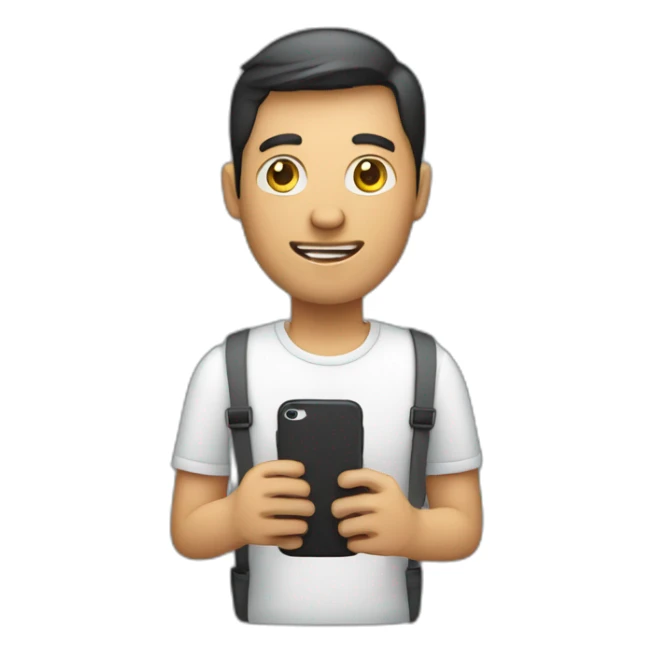 male software engineer holding phone in hand sticker