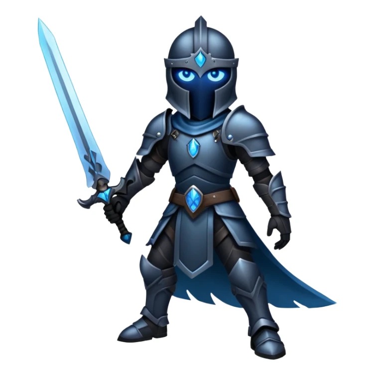 Shadow Soldier from Solo Leveling, dark shadow warrior with glowing blue eyes sticker