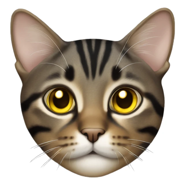 Black and brown tabby cat with cute yellow eyes full body sticker