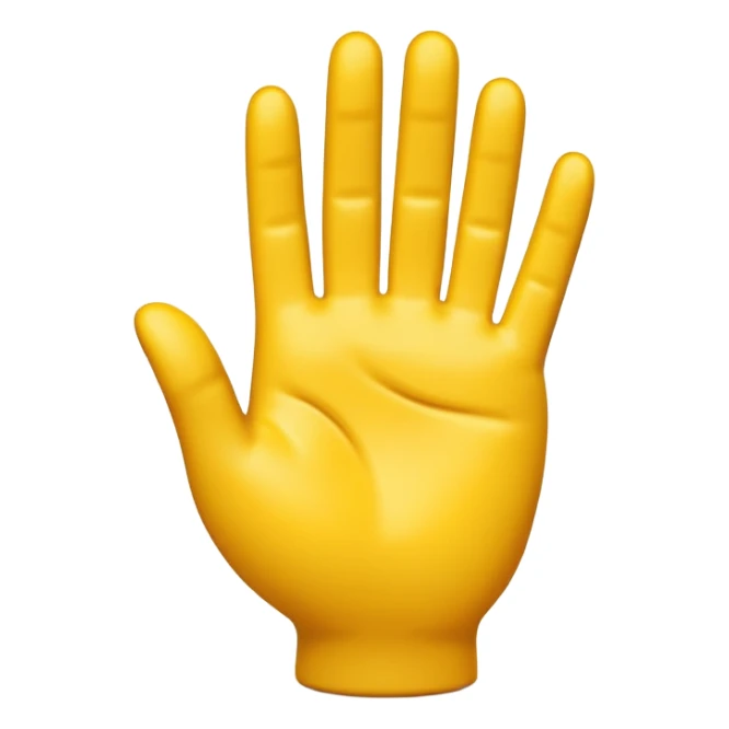 Apple-style 3D illustration of a single yellow hand like emoji sticker