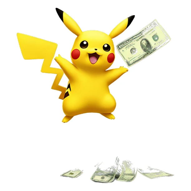 Pikachu sending money in the air sticker