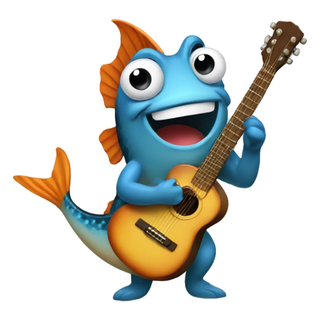 musician fish playing guitar sticker