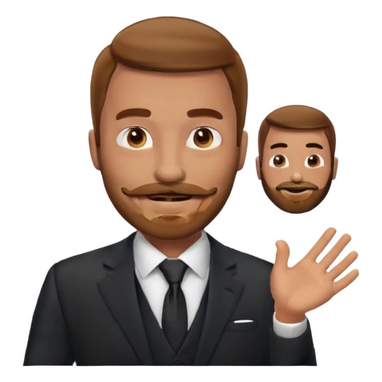 client male smiling suit with fine mustach and fine beard sticker