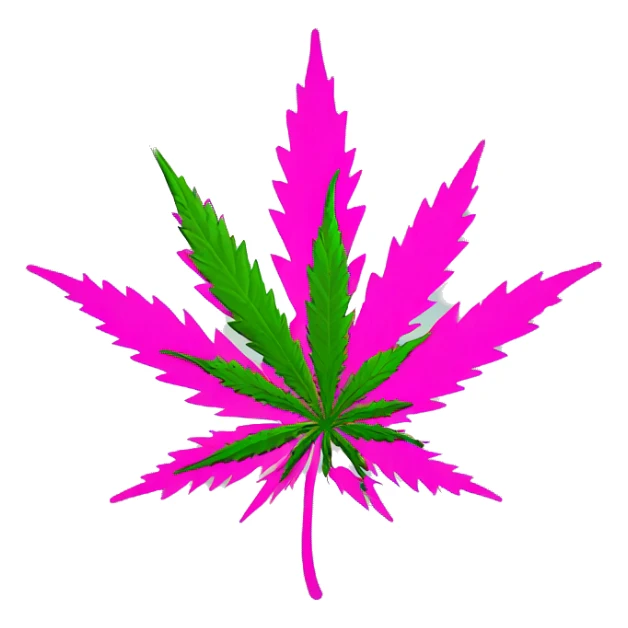 pink cartoony marijuana weed leaf sticker