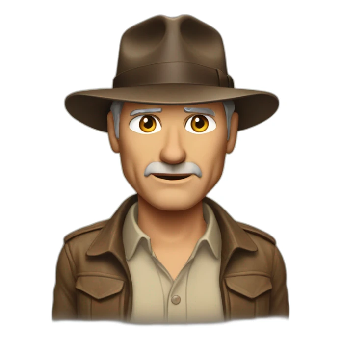 A TOK emoji of Harrison Ford as Indiana Jones. No patterns sticker