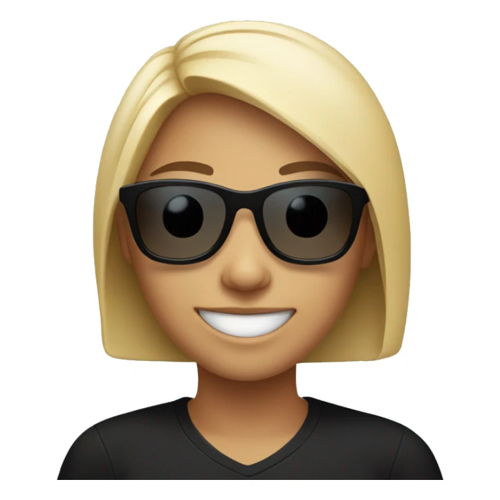 smiling girl in black shirt with sunglasses sticker