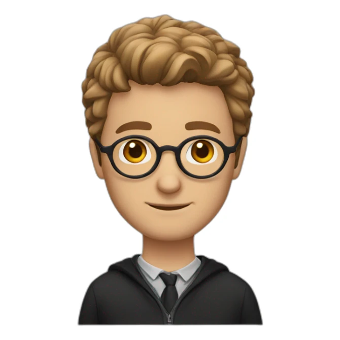 men face light brown hair face with harry potter glasses sticker