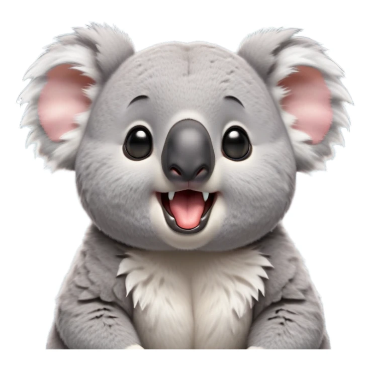 cinematic-cute-yawning-realistic fluffy koala-portrait-emoji,-head-tilted-slightly-with-a-dramatic,-wide-open-yawn,-showcasing-a-soft,-downy-grey-fur-with-drooping-ears-and-round-eyes-barely-open-in-drowsy-contentment,-simplified-yet-irresistibly-adorable, realistic fluffy sticker