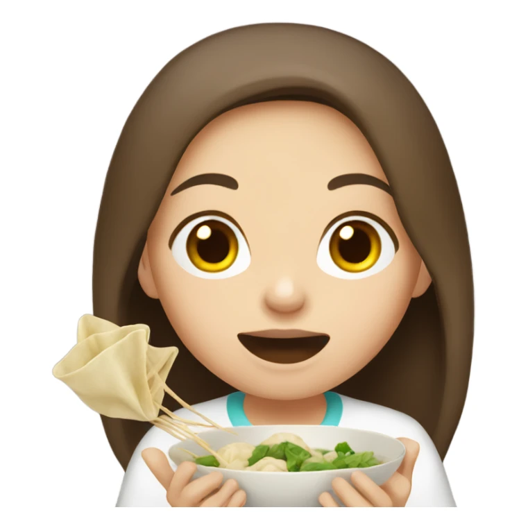 Long brown hair girl eating dumplings sticker
