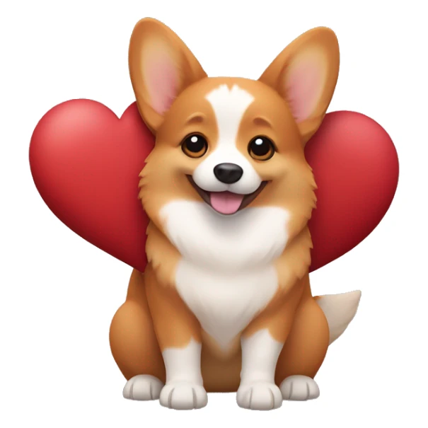 red corgi holding a brown heart in its paws sticker