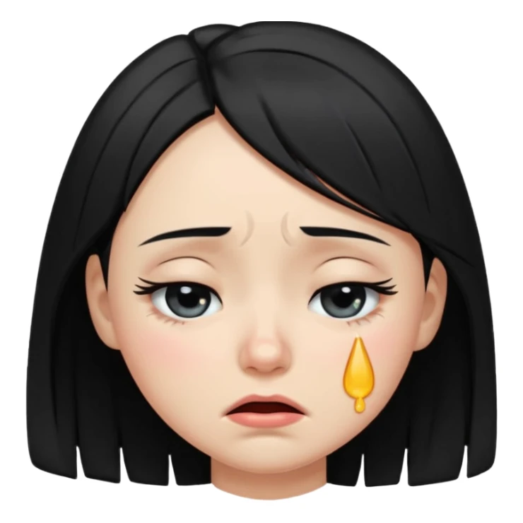 eye closed crying girl with black hair  sticker