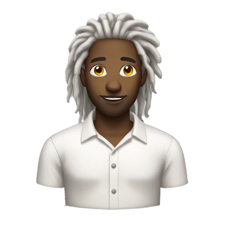 Black man wearing a white shirt and dreadlocks sticker