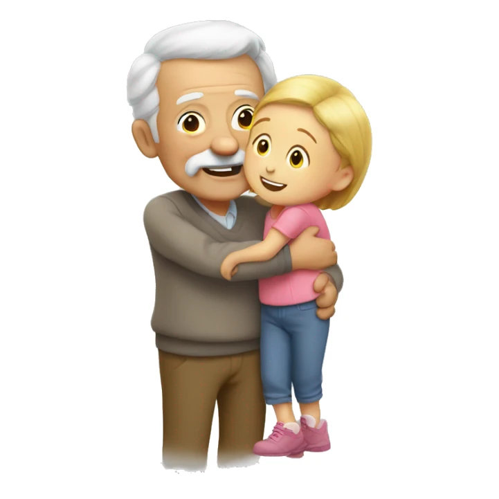 Grandpa huggings with little girl sticker