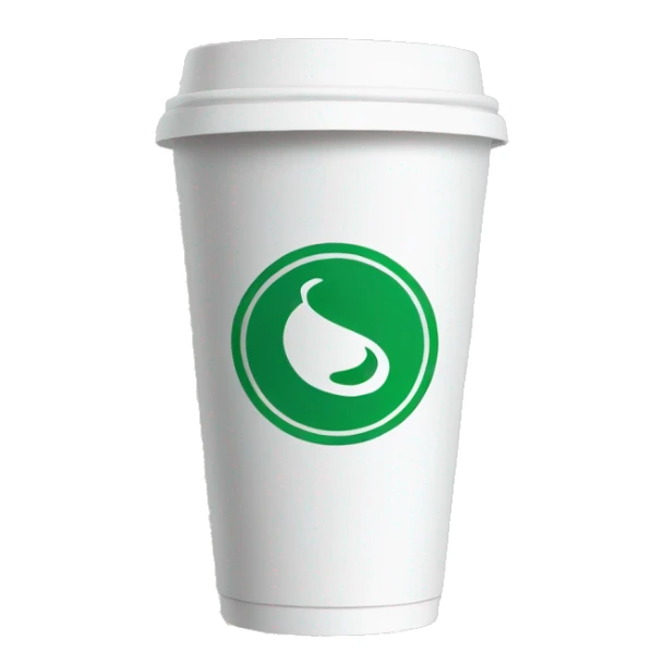 White take away coffee slip with green logo sticker