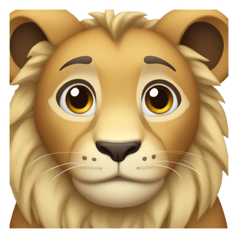 lion cub with dark brown eyes and little brown mane looking surprised sticker