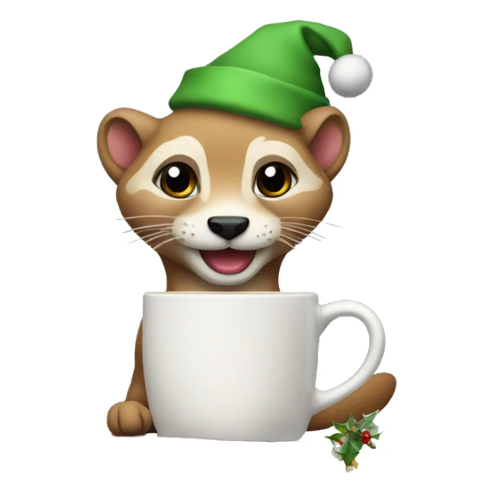 a weasel with a christmas mug sticker