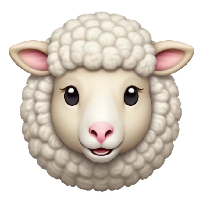 Cinematic Comical Sheep Portrait Emoji, Head tilted dramatically with an exaggeratedly amused expression, featuring a strikingly fluffy white fleece with a quirky pattern and wide, expressive eyes filled with playful disbelief, Simplified yet hilariously expressive features, highly detailed, glowing with a slightly sassy glow, high shine, dramatic yet playful, stylized with an air of cheeky mischief, bright and endearing, soft glowing outline, capturing the essence of a spirited and over-the-top sheep, so meme-worthy it feels like it could baa its way into internet fame instantly! sticker