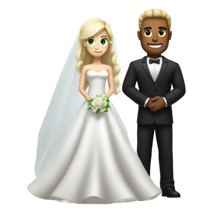 Black bread strong man wedding with blode woman green eye sticker