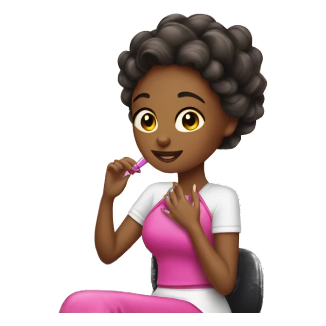 Girl getting a manicure at nail salon sticker