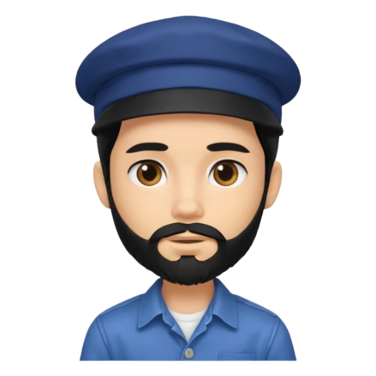 generate a fair pretty bratz boy wearing a dark blue cap and  button up shirt. Handsome

bearded and handsome

hair black long sticker