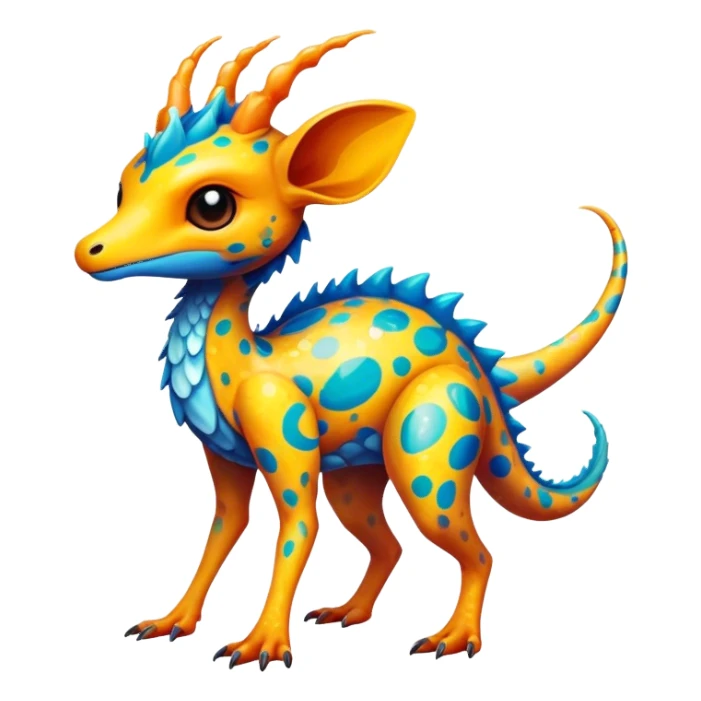 a colorful edgy cute vernid-fionbri-creature with splash patterns full body sticker
