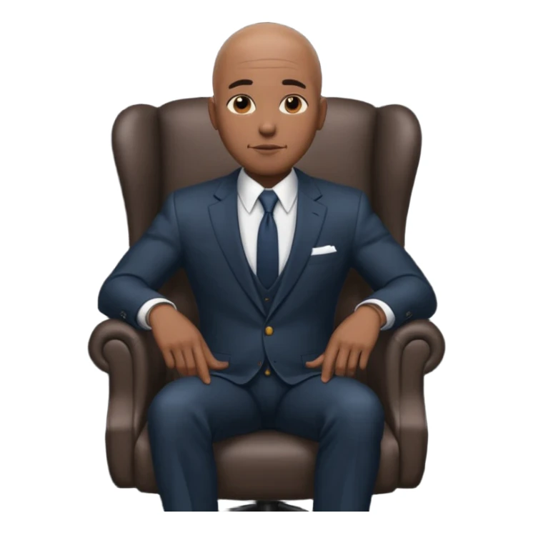 Black man, bald, in a suit, sitting on a chair  sticker
