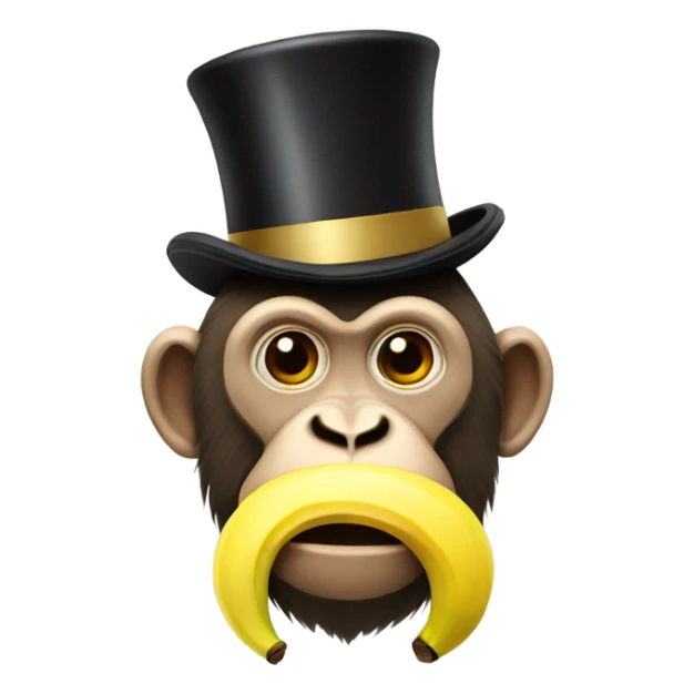 Monkey with banana top hat and banana mustache sticker