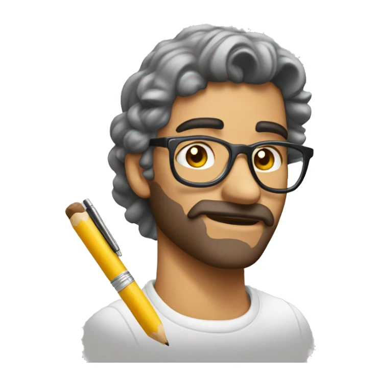 Artista sosteniendo un boligrafo blanco sticker