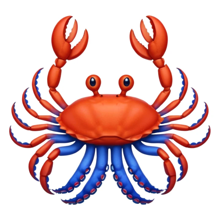a red crab with two claws and a blue octopus are friends sticker