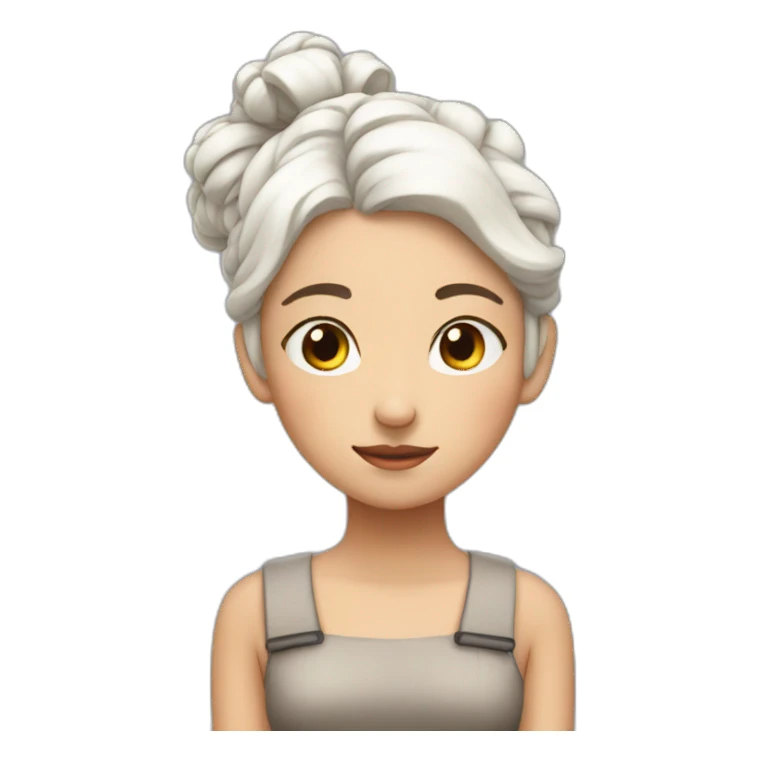 tired girl with white hair in two buns sticker