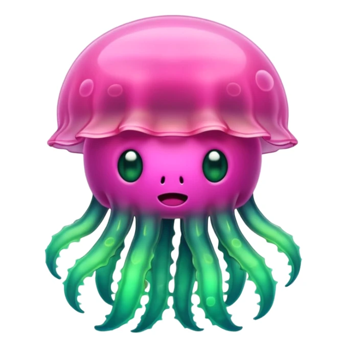 Cute green pink jellyfish with ugly face sticker