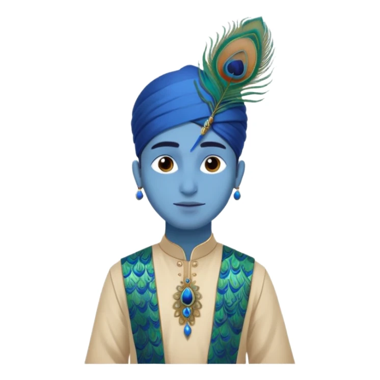 A man with blue skin peacock feather in head wearing dhoti kurta  sticker