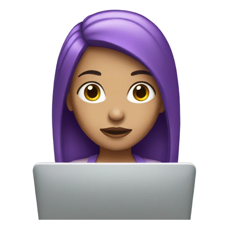 purple hair woman facing forward laptop white skin sticker
