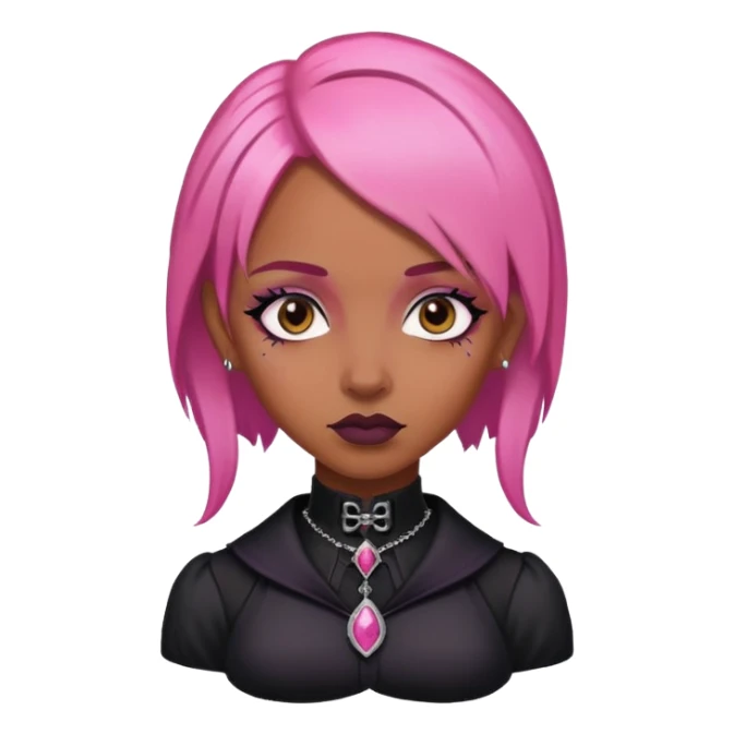 Gothic woman brown skin and pink hair  sticker