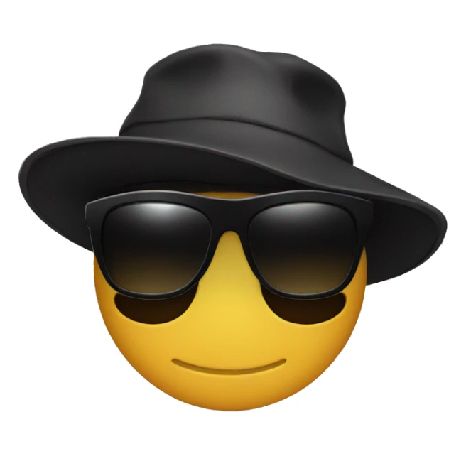 Emoji face with black bucket hat and sunglasses  sticker