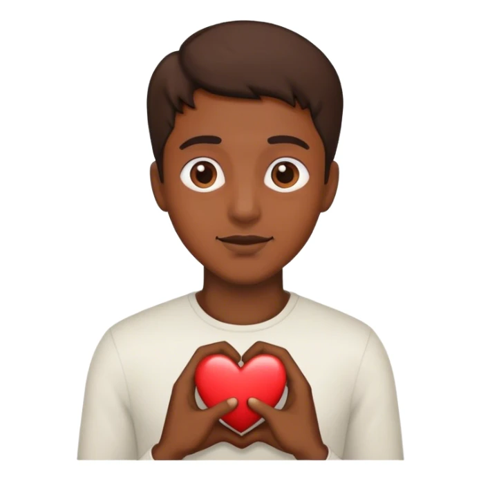 man showing heart sticker