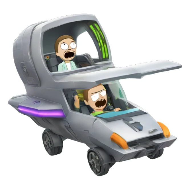 Hot wheel Rick and Morty flying in spaceship to citadel  sticker