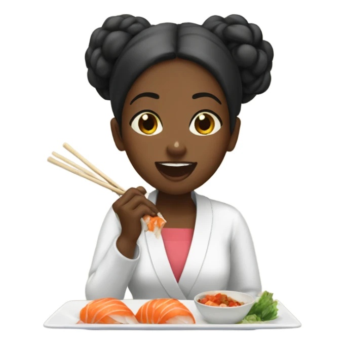Black girl eating sushu sticker