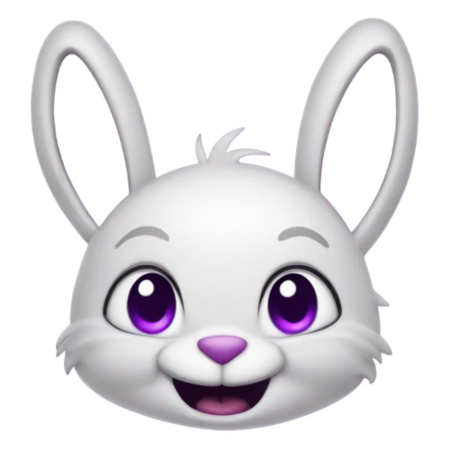 Jax the rabbit with purple skin and devious eyes and a smile sticker