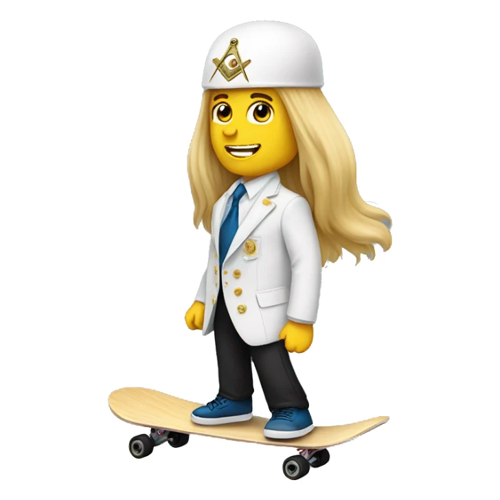 Freemason white with long hair skateboarding sticker