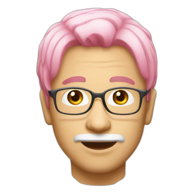pinkhair-middleage-man-japanese-spectacle sticker