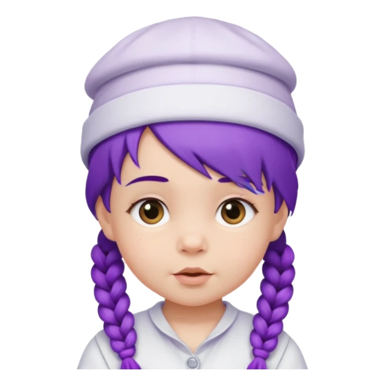 purple haired little baby with braids and white hat sticker