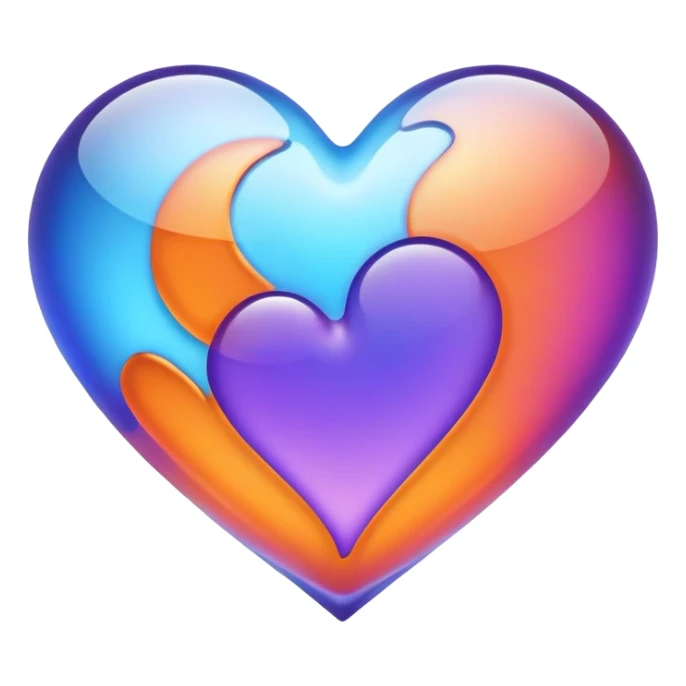 glowing matte orange purple blue transparent heart sticker