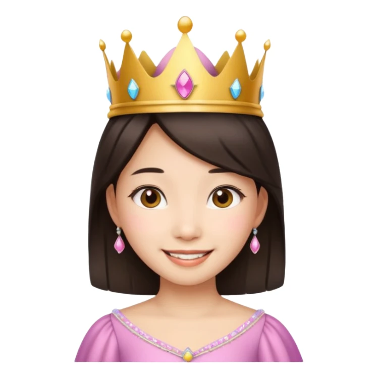Asian girl wearing a princess crown on her head  sticker