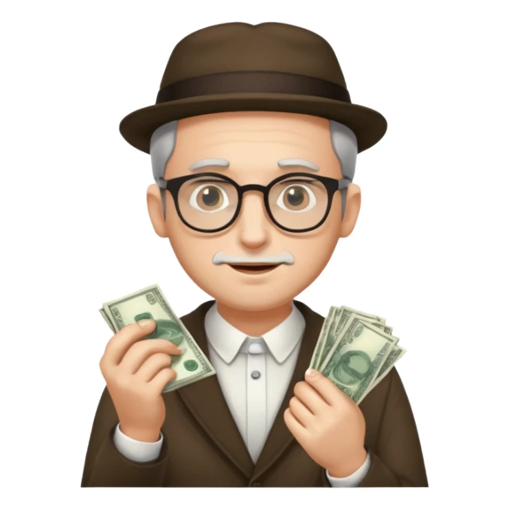 A jewish cunning man in glasses counting money sticker