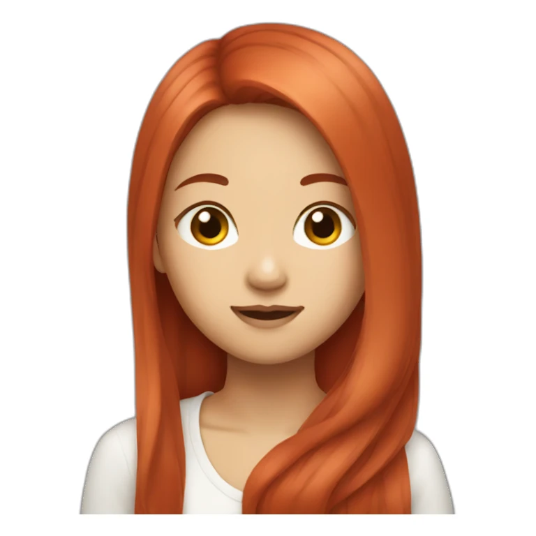 Asian girl with long red hair sticker