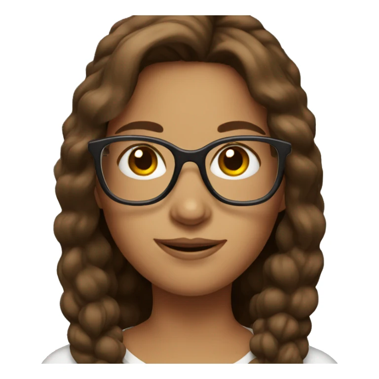 a brown haired girl with glasses sticker