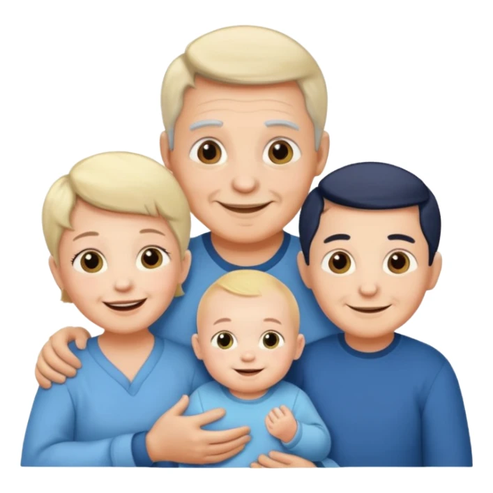 Baby boy and parents with grandpa and granny sticker