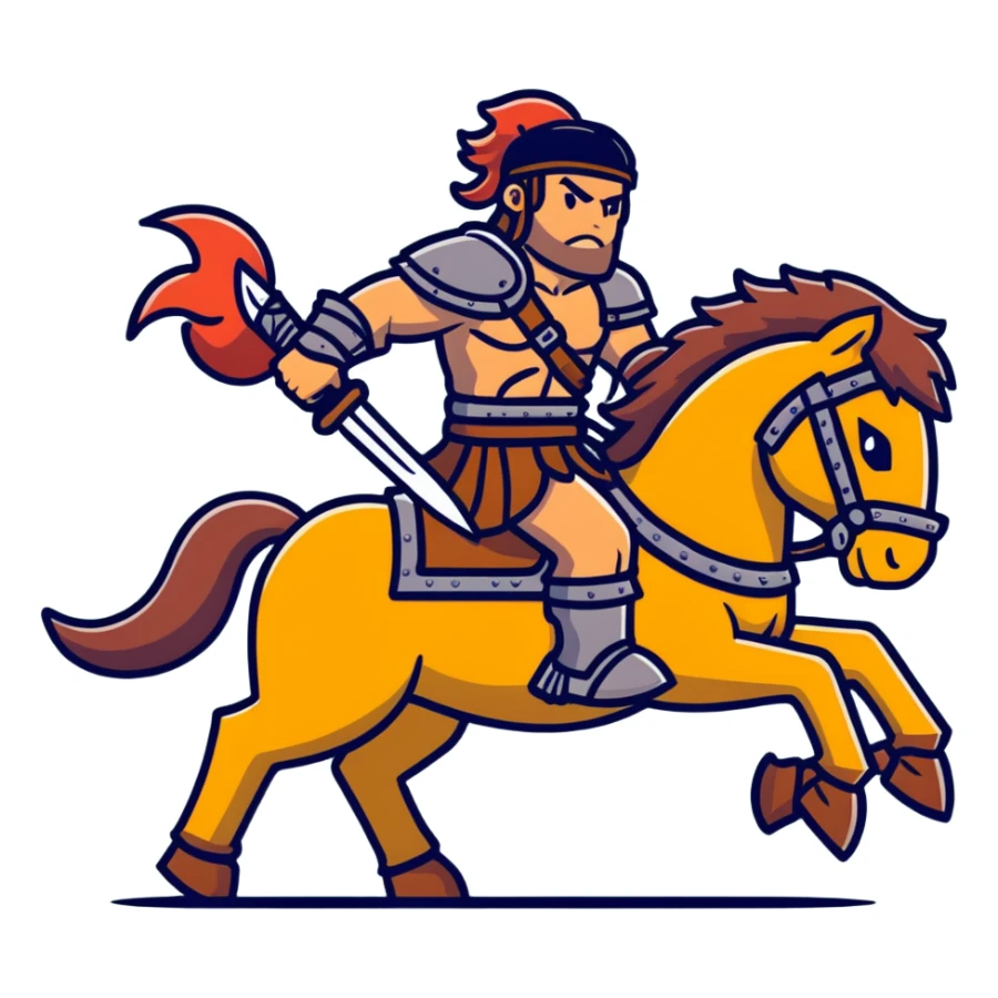 retro arcade barbarian warrior riding battle horse sticker